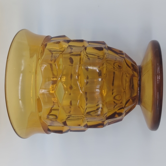 Vintage Amber Indiana glass cubist footed beverage glasses set of 4 - Picture 2 of 5